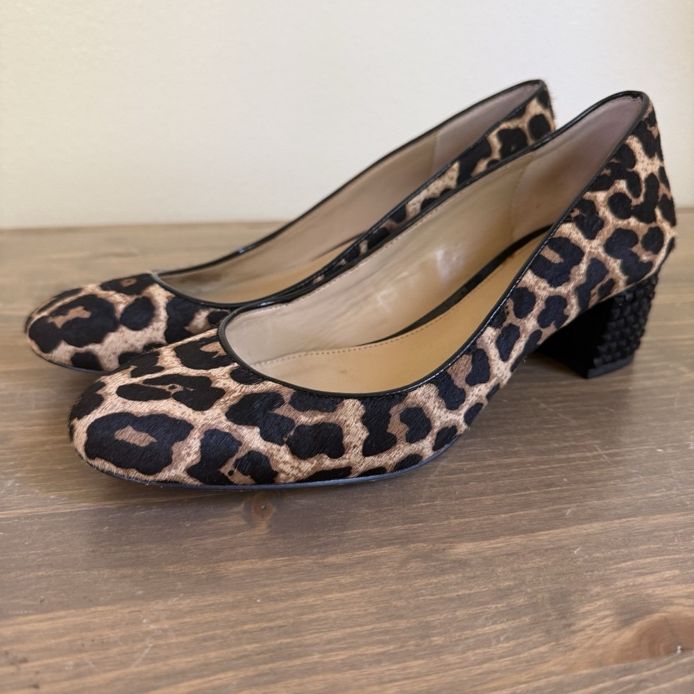 Michael Michael Kors Womens 8M Arabella Calf Hair Studded Block Heel Pumps
